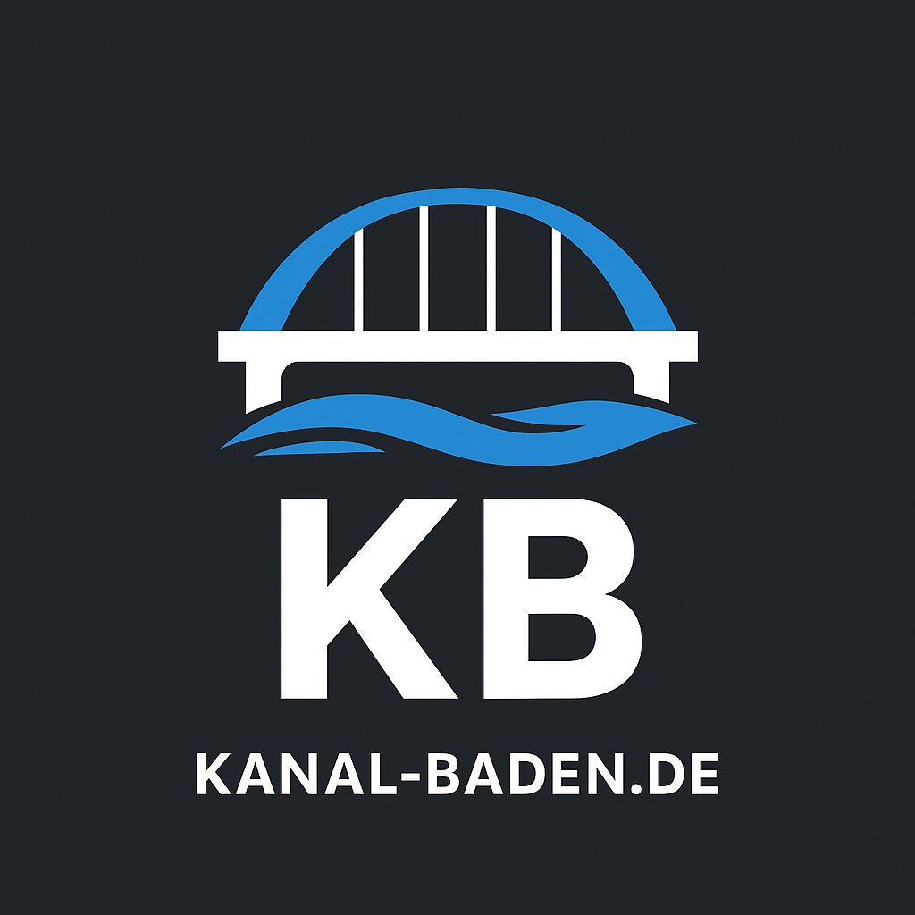 kanal-baden.de Logo Brücke über Kanal mit Initialen KB